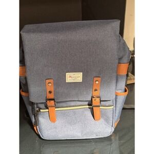 Modoker‎ Vintage Laptop Backpack USB Charging Port, Blue Gray